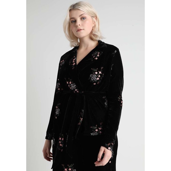 Missguided Plus EXCLUSIVE CURVE IN FLORAL EMBROIDERED Żakiet black M0U21G00Z