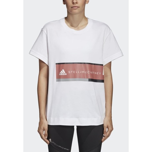 adidas by Stella McCartney ESSENTIALS LOGO TEE T-shirt z nadrukiem white AD741D03J
