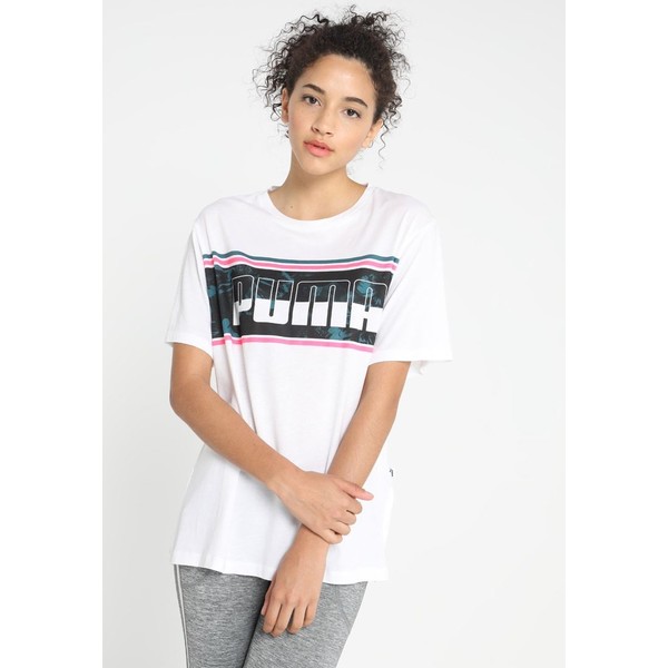 Puma REBEL BOYFRIEND LOGO TEE T-shirt z nadrukiem puma white/black PU141D09N