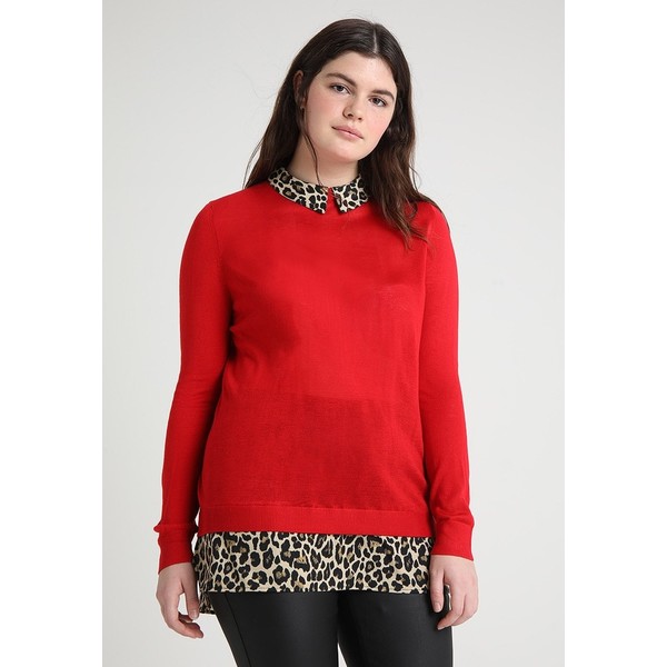 CAPSULE by Simply Be 2 IN 1 LEOPARD CUFFS AND COLLAR JUMPER Sweter red CAS21I007