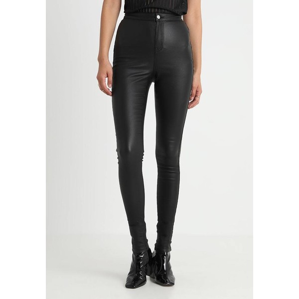 Missguided Tall VICE HIGH WAITSTED COATED Jeansy Skinny Fit black coated MIG21N00L
