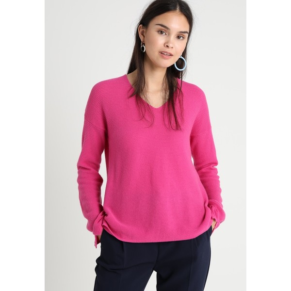 Benetton Relaxed fit v neck Sweter hot pink 4BE21I0DS