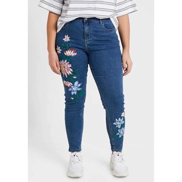 Glamorous Curve FLORAL PAINTED Jeansy Skinny Fit indigo GLA21N00G