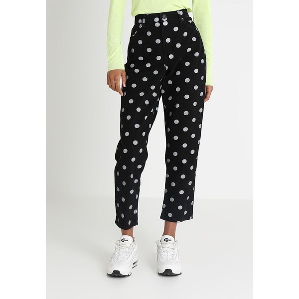 Monki TAIKI DOTS Jeansy Relaxed Fit black/white MOQ21N00C