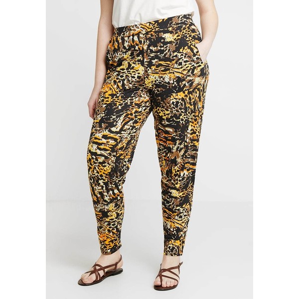 CAPSULE by Simply Be TAPERED TROUSERS ANIMAL PRINT Spodnie materiałowe brown/green CAS21A00C
