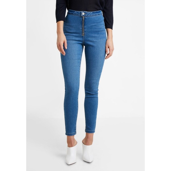 Missguided Petite VICE EXPOSED ZIP BUTTON DETAIL Jeansy Skinny Fit mid blue M0V21N01A