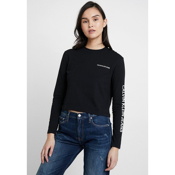 Calvin Klein Jeans INSTITUTIONAL STRAIGHT CROP Bluzka z długim rękawem black C1821D07F