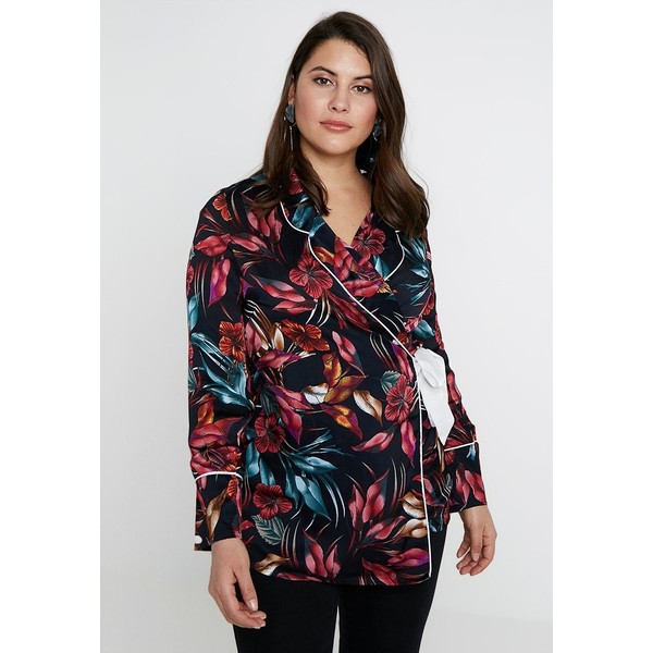 Missguided Plus CURVE FLORAL WRAP OVER JACKET Bluzka red M0U21G011