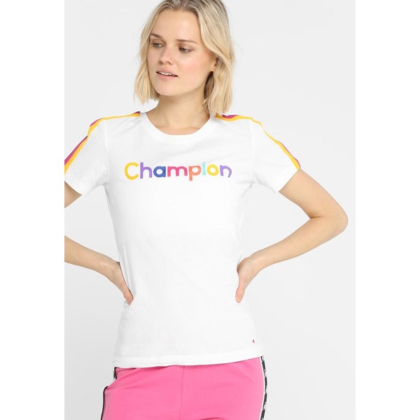 Champion CREWNECK T-shirt z nadrukiem white C7641D00Q