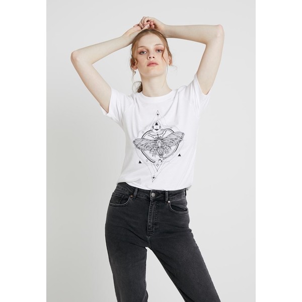 Merchcode LADIES MOTH TEE T-shirt z nadrukiem white MEJ21D01N