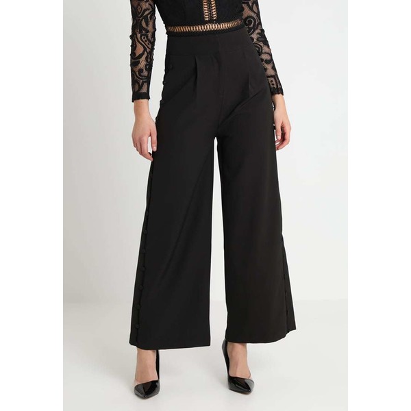 Lost Ink TROUSER WITH BUTTON FRONT AND WIDE LEG Spodnie materiałowe black L0U21A01O