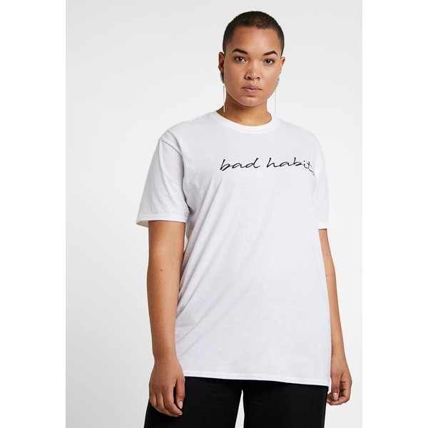 Missguided Plus CURVE OVERSIZED BAD HABITS T-shirt z nadrukiem white M0U21D01P