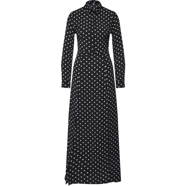 Missguided Sukienka koszulowa 'Polka Dot Front Split Long Sleeve Maxi Dress Black' MGD0158001000001