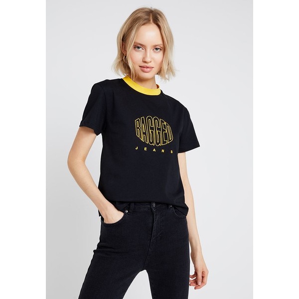 Ragged Jeans EMBROIDED RINGER T-shirt z nadrukiem black RAN21D003