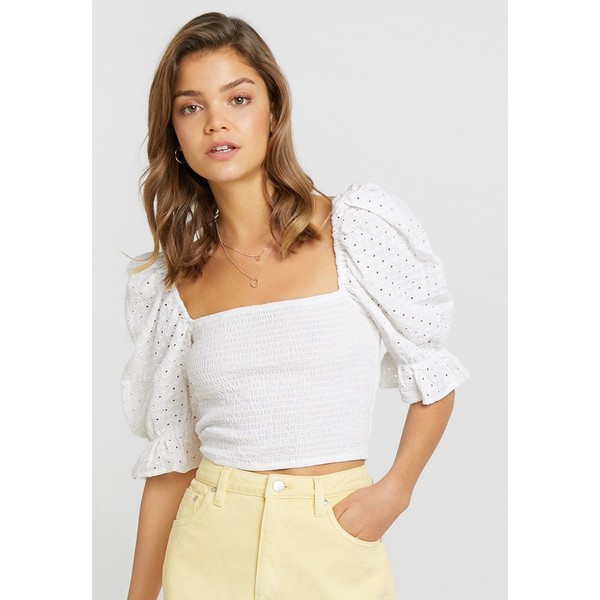 Nly by Nelly DELISH SMOCK CROP Bluzka white NEG21E00D