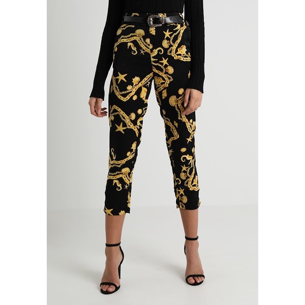 Honey Punch CHAIN PRINTED SLIT BELTED TROUSERS Spodnie materiałowe black HOP21A00Q