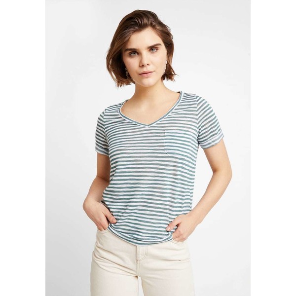 Object OBJTESSI V NECK SEASONAL T-shirt z nadrukiem blue spruce/w. white stripes OB121D07W
