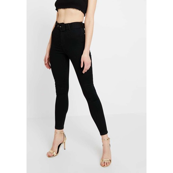 Missguided SELF FABRIC BELTED VICE Jeansy Skinny Fit black M0Q21N06E