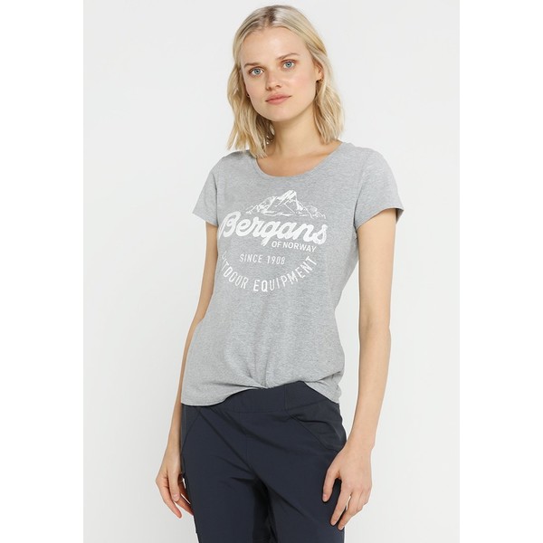 Bergans CLASSIC TEE T-shirt z nadrukiem grey melange/white BN641D009
