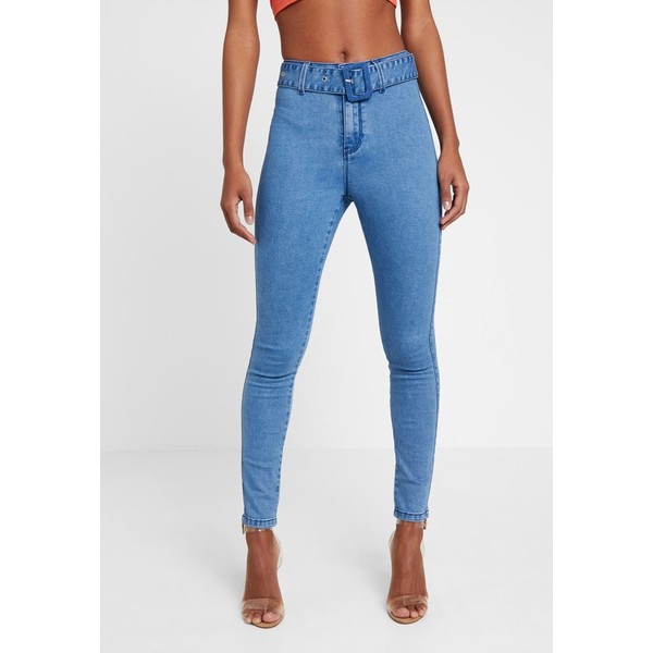 Missguided SELF FABRIC BELTED VICE Jeansy Skinny Fit blue M0Q21N06E