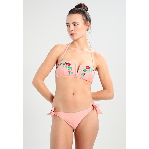 South Beach BANDEAU WITH V FRONT FLORAL EMBOIDERY DETAIL AND SASH TIE Bikini nude pink SOH81L00G