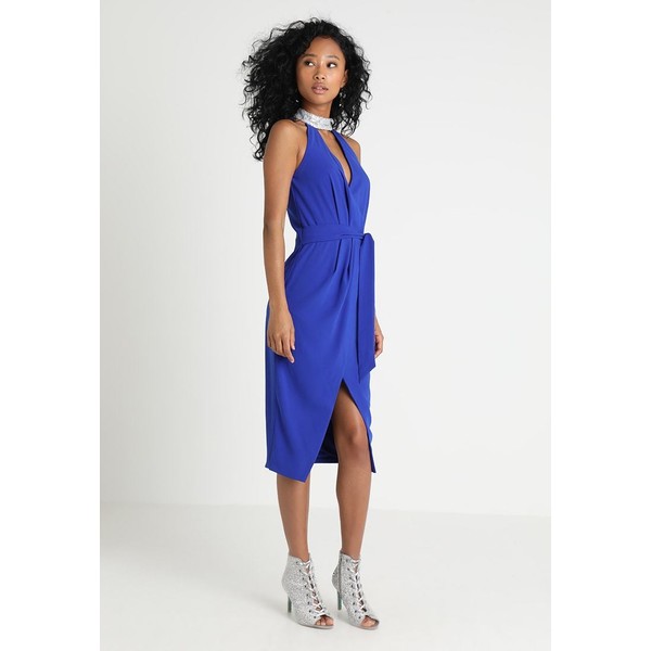 Lavish Alice IRRIDESCENT SEQUIN CHOKER NECK WRAP MIDI DRESS Sukienka koktajlowa cobalt blue L0K21C026