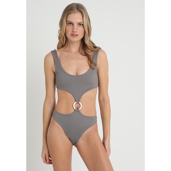 Missguided CRINKLE RING DETAIL SWIMSUIT Kostium kąpielowy charcoal M0Q81G00R
