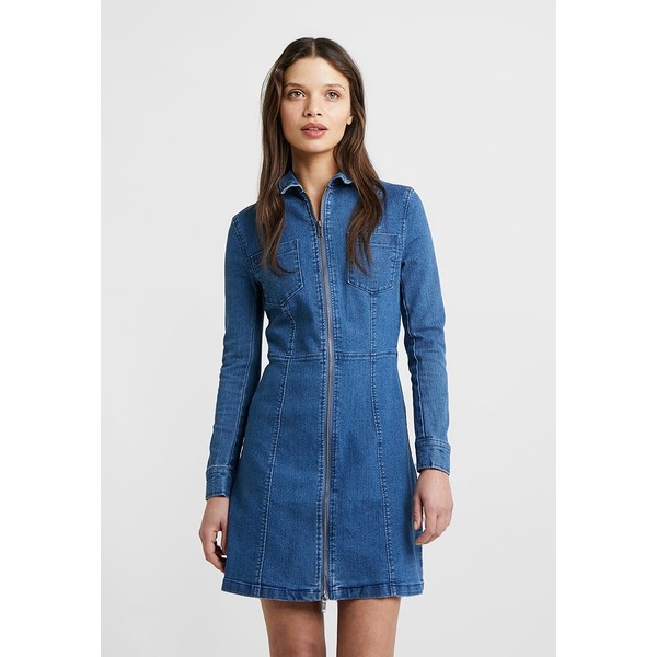 Noisy May Petite NMLISA V NECK ZIP DRESS Sukienka jeansowa medium blue denim NM521C01T