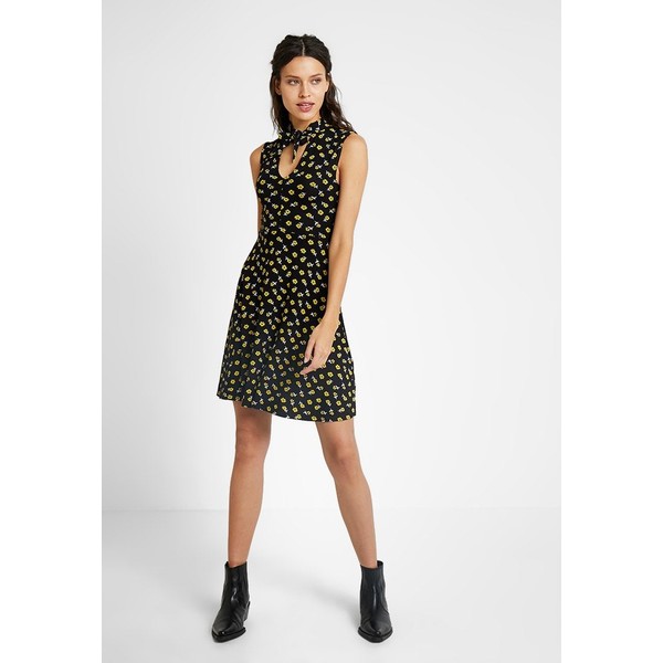 mint&berry Sukienka z dżerseju black/yellow M3221C0PD