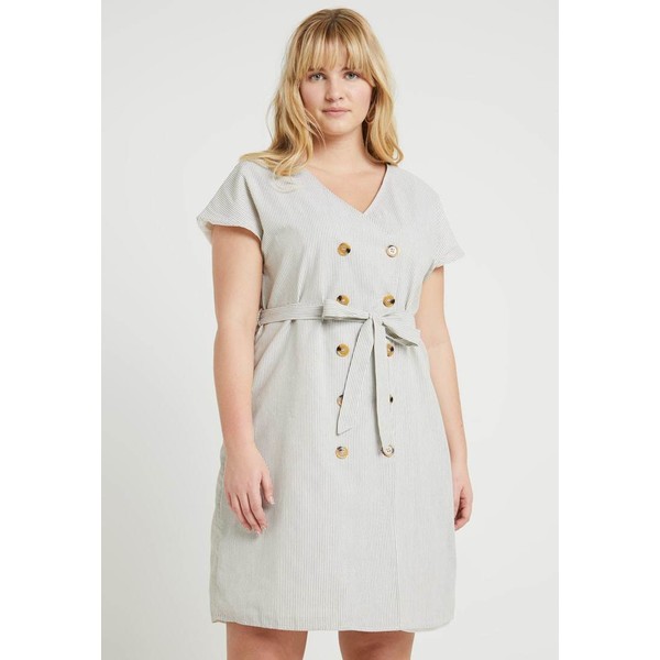 Glamorous Curve EXCLUSIVE BUTTONED WRAP DRESS WITH SHORT SLEEVES Sukienka letnia khaki/white GLA21C053
