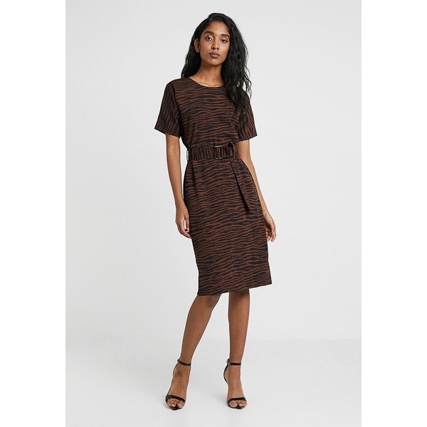 Warehouse ZEBRA STRIPE DRESS Sukienka letnia brown/black WA221C0HN