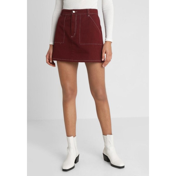 Honey Punch HIGH WAISTED MINI SKIRT WITH CONTRAST STITCHING Spódnica trapezowa brick HOP21B00S