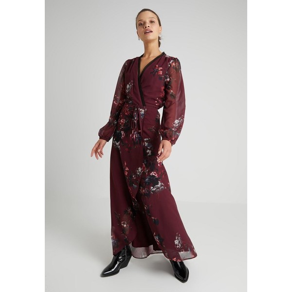 Hope & Ivy Petite FLORAL BLOUSON SLEEVE WRAP DRESS Długa sukienka burgundy HOL21C00S
