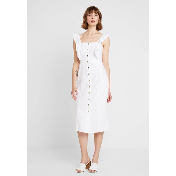 Warehouse FRILL BUTTON FRONT MIDI DRESS Sukienka koszulowa white WA221C0JG