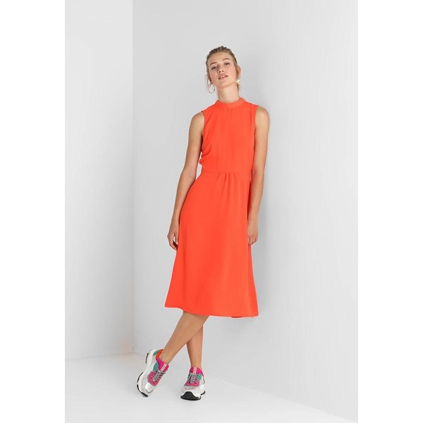 Warehouse TIE NECK MIDI DRESS Sukienka letnia orange WA221C0EM