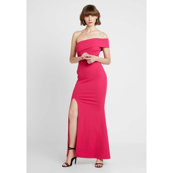 Club L London FUSCHIA BARDOT ONE SHOULDER SPLIT MAXI DRESS Suknia balowa hot pink CLK21C03M